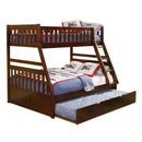 1pc Twin/Full Bunk Bed with Twin Trundle Dark Cherry Finish Wooden Bedroom Furniture
