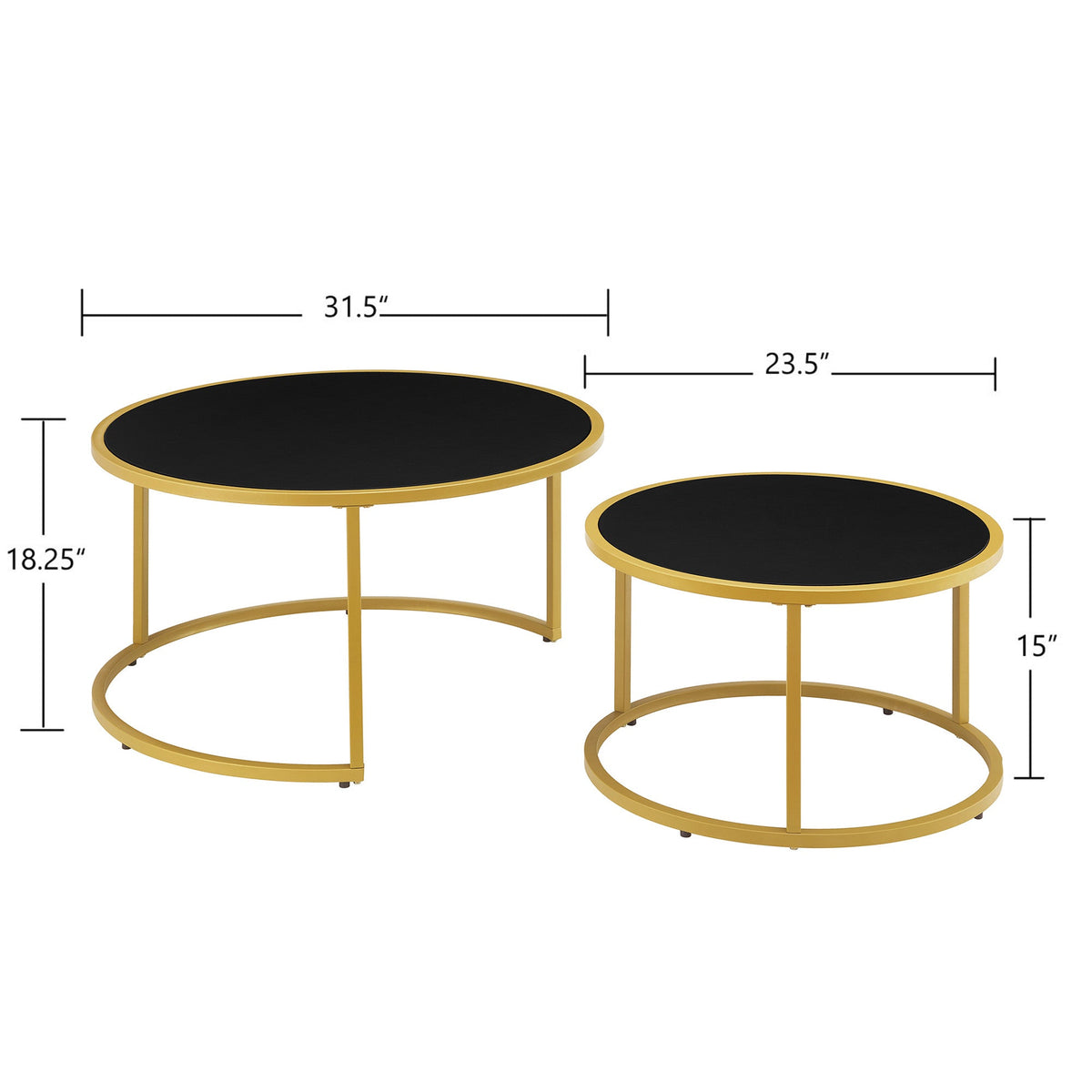 Modern Faux Leather Nesting Round Coffee Table Set of 2, photo 6 of 6