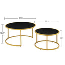 Modern Faux Leather Nesting Round Coffee Table Set of 2