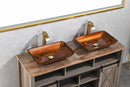 22.5" L -L -14.5" W -4 1/2 in. Handmade Glass Rectangle Vessel Bathroom Sink Set in Rich Chocolate Brown Finish with gold Faucet and gold Pop Up Drain