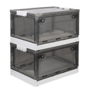 2 Packs Foldable Storage Bins Collapsible Storage Box Organizer Stackable Toy Container with Double Doors Top Lid Rolling Wheels for Clothes Toys Book