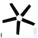 Ceiling Fan With Lights And Remote Control, Reversible DC Motor, 6 Speeds, 3 Cct Dimmable LED, Quiet Timer For Indoor - Black