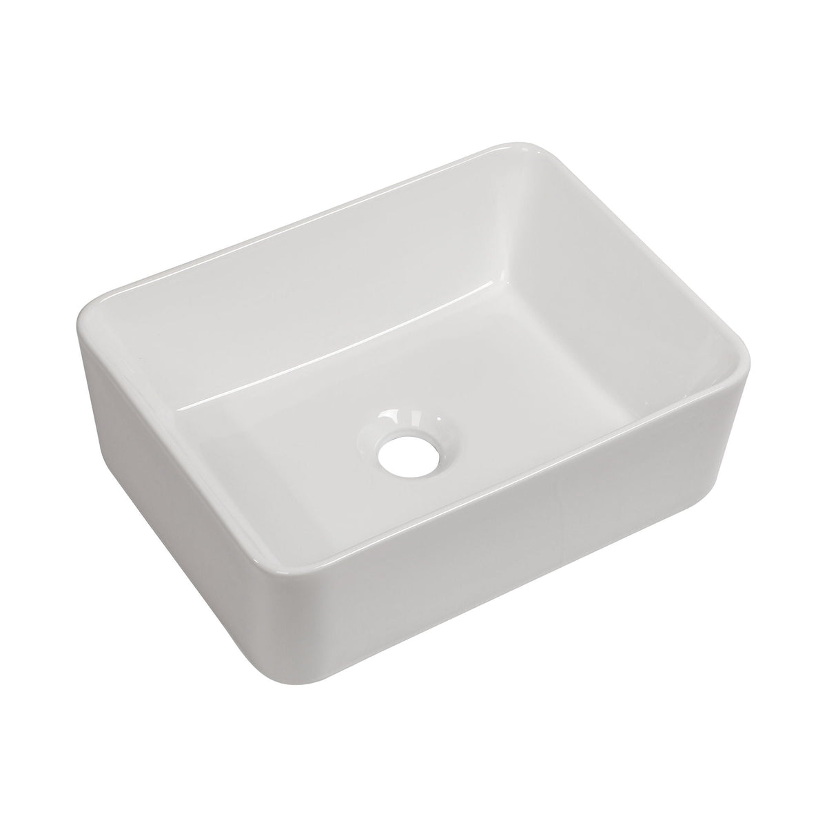 Sleek Ceramic Rectangular Vessel Bathroom Sink, photo 3 of 17
