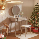 Maly - Contemporary Wood Vanity And Stool Set - Gold by HouseOfZazla