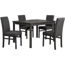 5 Piece Transitional Dining Room Set 48" Wood Dining Table with 4 Upholstered Side Chairs Charcoal Finish