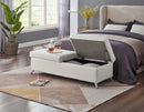 56.7" Bed Bench with Storage White Leather