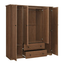 4 Door Wardrobe Armoire Closet with 2 Drawers, Brown