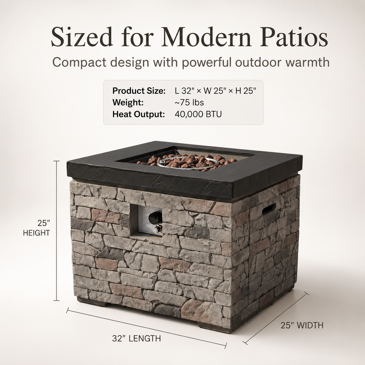 32-Inch Outdoor Fire Pit Table, photo 4 of 10