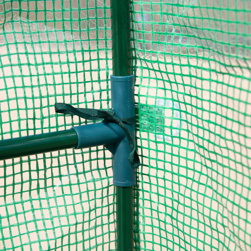 7' x 5' x 6.5' Walk-in Greenhouse, PE Cover, 3-Tier Shelves, Steel Frame Hot house, Roll-Up Zipper Door for Flowers, Vegetables, Saplings, Tropical Plants, Green