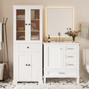 Bathroom Vanity & Tall Storage Cabinet Set With Doors, Adjustable Shelves, Soft Close Hinges, Sink by HouseOfZazla