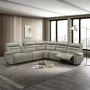 Jayke - Power Motion Sectional Sofa - Light Gray Top Grain Leather Match by Unique Piece Furniture