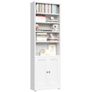 Bookcase Tall 5-Tier Adjustable Storage Shelf With Door Deep - White by HouseOfZazla
