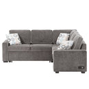 83" L-Shaped Pull Out Sofa Bed Modern Convertible Sleeper Sofa with 2 USB ports, 2 Power Sockets and 3 Pillows for Living Room, Bedroom, Office, Brown