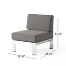 Outdoor Aluminum Armless Chair With Cushion - Silver by HouseOfZazla