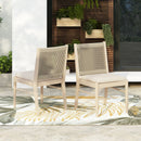 Cordoba Dining Chair Set of 2 - Comfortable Armless Beige Chairs by HouseOfZazla