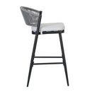 Outdoor Bar Height Metal Frame Counter Stools with Scallop-Shaped Backrest & Water-Resistant Cushions by HouseOfZazla