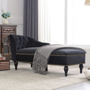 Velvet Chaise Lounge, Button Tufted Right Arm Facing Lounge Chair With Nailhead Trim For Living Room - Black by HouseOfZazla