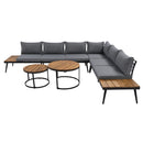 6-Piece Outdoor Sectional Sofa Set with Round Nesting Coffee Tables and Seating Sofa with Cushions for Patio, Porch and Garden (Grey)