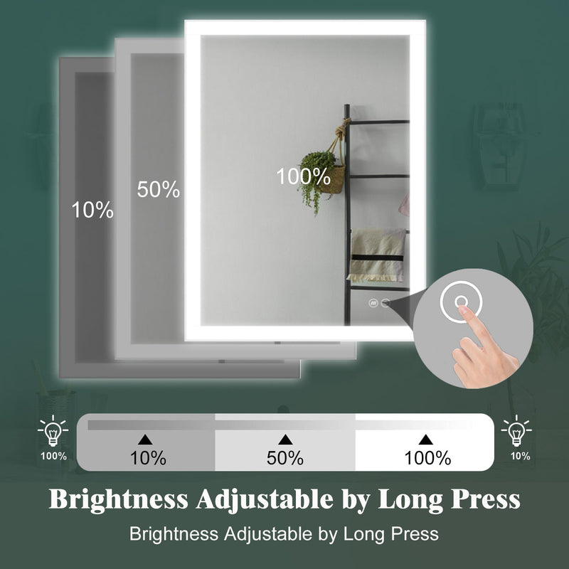 24x32 Inch LED Bathroom Mirror, Bathroom Vanity Mirror with Lights, Backlit and Front Lighted Mirror for Bathroom, Anti-Fog Dimmable Makeup Lighted Mirror with Touch Button, Horizontal/Vertical