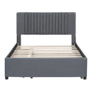 Upholstered Platform Bed With Drawers, Classic Headboard Design by HouseOfZazla