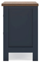 Landocken - Two Drawer Night Stand - Brown / Blue