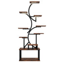S - Shaped, 10 Tier Plant Stand With 5 Grow Lights - Deep Rustic Brown by HouseOfZazla