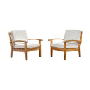 Outdoor Club Chair With Cushion And Acacia Wood Frame - Teak