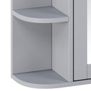 Bathroom Wall Storage Cabinet With Mirror And Adjustable Shelf, 6 Open Shelves
