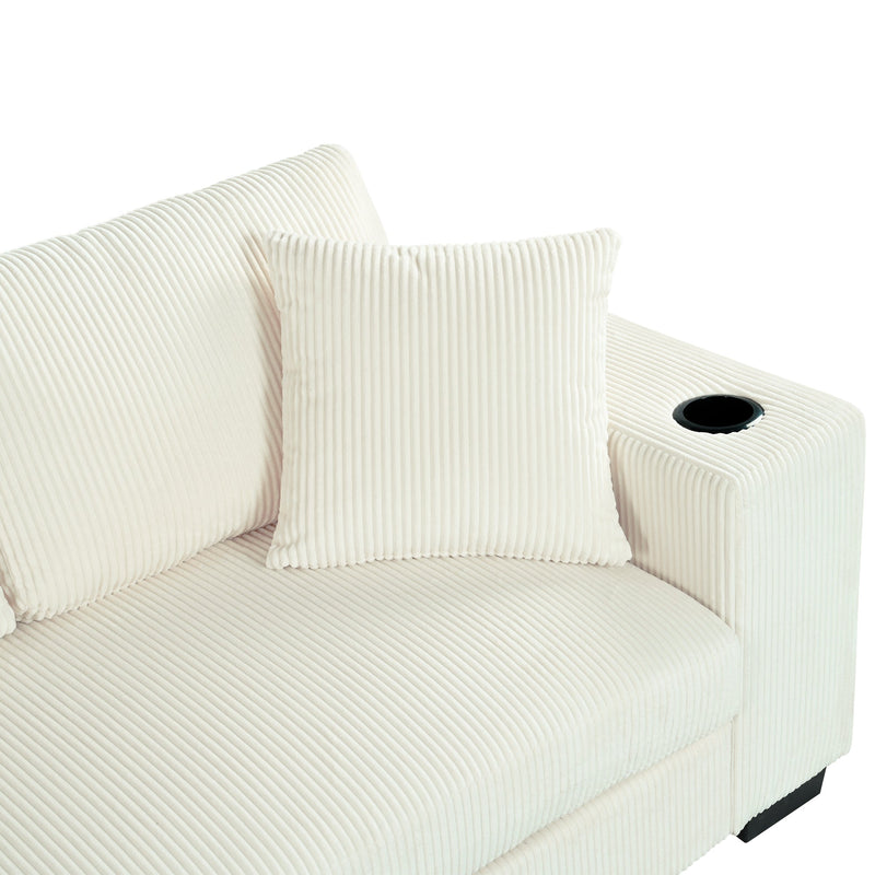 Mirod Large Sectional Sofa with Thick Cushions, and Built-in Cup Holders & Charging Ports