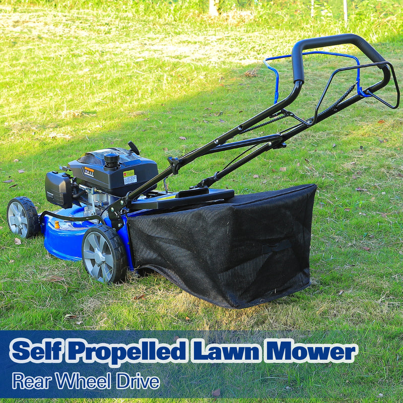 BILT HARD 21" Self-Propelled Gas Lawn Mower – 201cc 4-Cycle Engine, 3-in-1 Mulching, Bagging & Side Discharge, 8-Position Height Adjustment, Easy Start