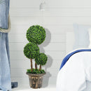 30 Inch Artificial Topiary Triple Ball Tree Indoor and Outdoor UV Protection by LJGDeals
