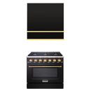 Akicon 36" Stainless Steel Range Hood with 600 CFM Insert & 6-Burner Gas Range Combo – Powerful Ventilation, Convection Oven, Multiple Finishes