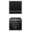 Akicon 36" Stainless Steel Range Hood with 600 CFM Insert & 6-Burner Gas Range Combo – Powerful Ventilation, Convection Oven, Multiple Finishes