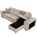 Modern L-Shape 3 Seat Reversible Sectional Couch, Pull Out Sleeper Sofa With Storage Chaise And 2 Stools For Living Room Furniture Set by HouseOfZazla