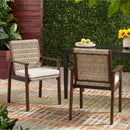 Outdoor Dining Chair Set with Acacia Wood & Wicker Rattan by HouseOfZazla