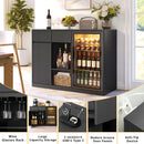 51.2" Modern Fluted Bar Cabinet with Fridge Compartment by HouseOfZazla