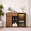 51" Fluted Bar Cabinet with Fridge Space and Wine Glass Rack by HouseOfZazla