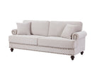 82" Chenille modern Upholstered Sofas 2 Seater Couches with Nails and Armrests (White)