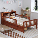 Bed With Headboard Storage Rack, 2 Under Bed Drawers, 3 Side Guardrails For Safety by Unique Piece Furniture