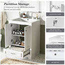 Bathroom Vanity With Ceramic Sink Combo, Modern Freestanding Storage Cabinet With Silver Handles by HouseOfZazla