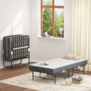Twin Extra Long Folding Bed For Tall People, Heavy-Duty Rollaway Guest With Memory Foam Mattress - Black by HouseOfZazla