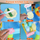 3 In 1 Kitchen Sink Toy with Electric Faucet Water Table Fishing Game Role Play Sink Set Indoor Outdoor for Kids Aged 3+ Years Old