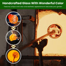 Glass Hummingbird Feeder 33OZ Hand Blown Hummingbird Feeder with 5 Flower Feeding Port Perch Ant Moat Hanging Hook S Hook Hemp Rope Cleaning Brush for