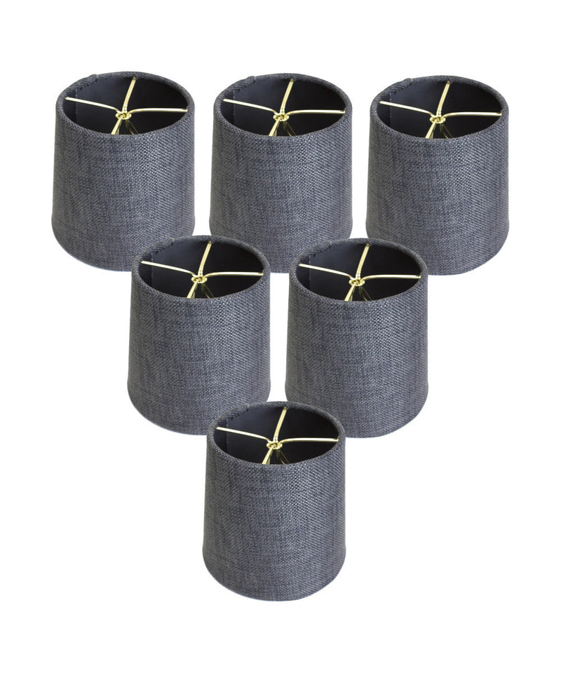 6"W x 5"H Set of 6 Granite Gray Burlap Drum Clip On Shade