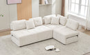 91.73" L-shaped Sofa Sectional Sofa Couch with 2 Stools and 2 Lumbar Pillows for Living Room, Biege