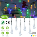 Outdoor Solar String Lights 21 Feet 30 LEDs Water Drop Solar Powered Lights Waterproof Solar Fairy Lights Decorative Solar Powered Lights for Home Pat