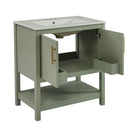 Elegant Bathroom Vanity With Ceramic Sink And Versatile Storage by HouseOfZazla