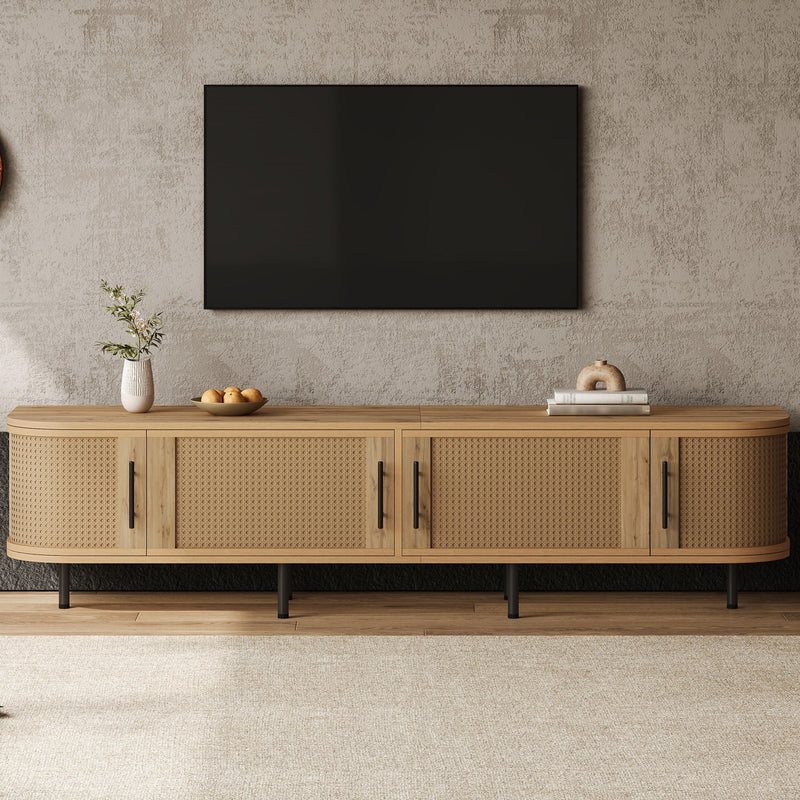 70" TV Stand With Doors, Construction For TVs Up To 80" - Natural Wood, photo 2 of 16
