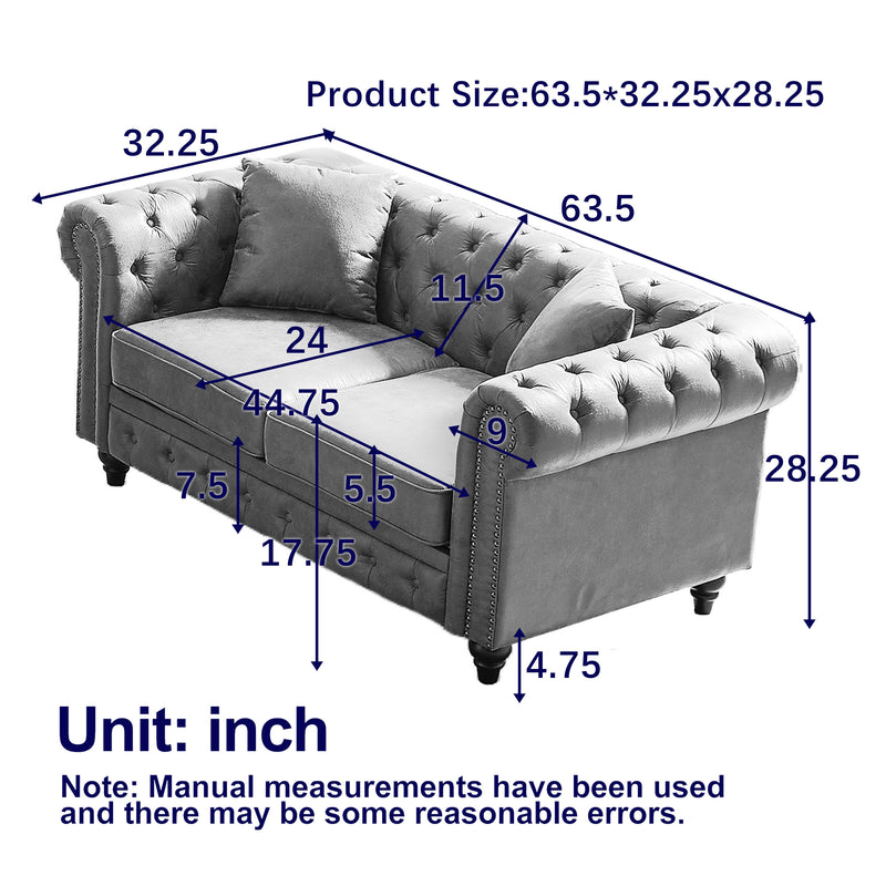 FX 63.5" Contemporary Design Chesterfield Sofa, photo 2 of 10