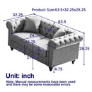 FX 63.5" Contemporary Design Chesterfield Sofa